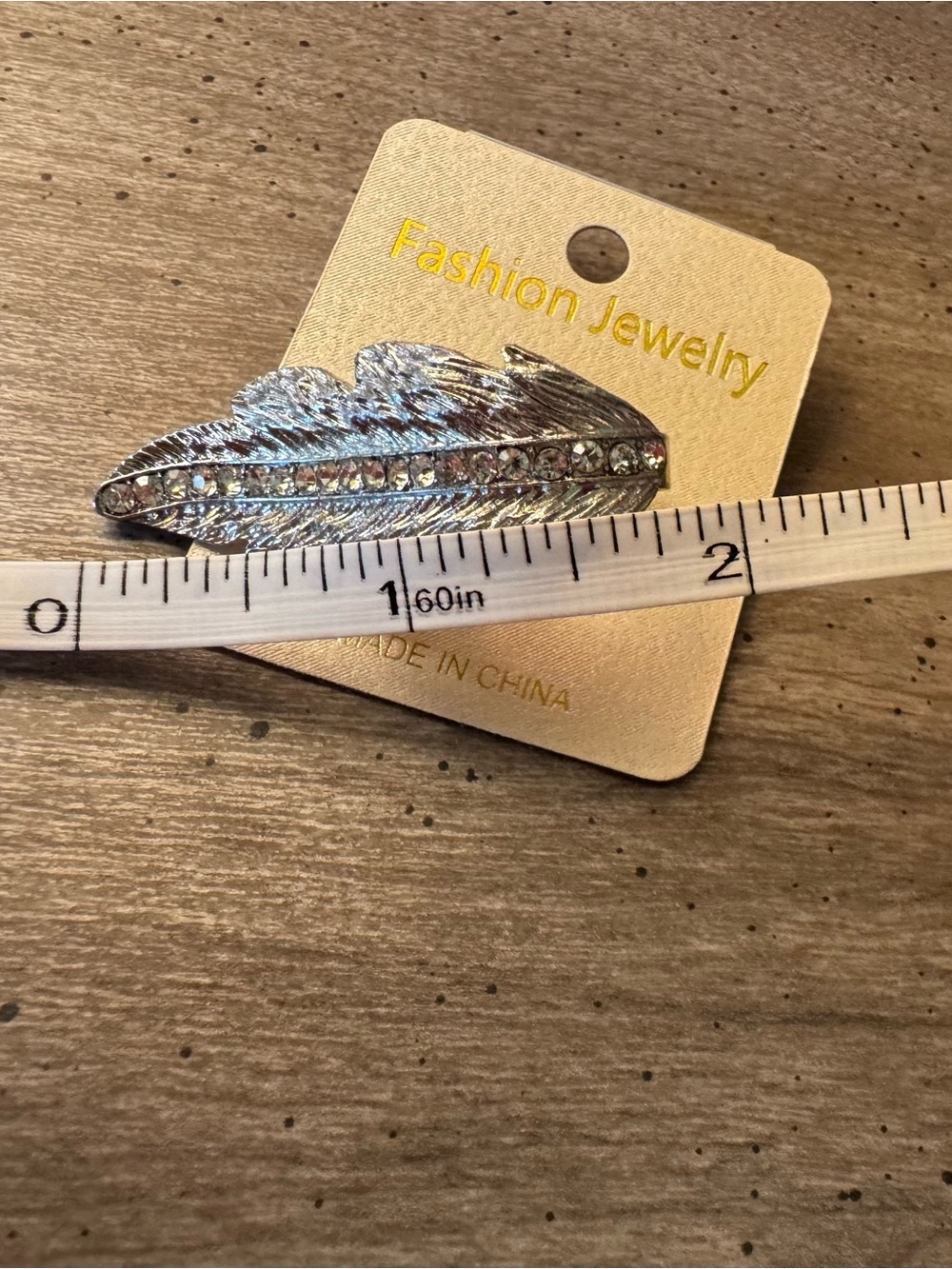 Silver Rhinestone Feather Adjustable Ring - Picture 4 of 5